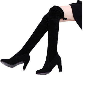 Xajzpa Autumn ladies Over the Knee Boots Outdoor thick heeled non slip shoe Fashion comfortable long boot New casual women's shoes